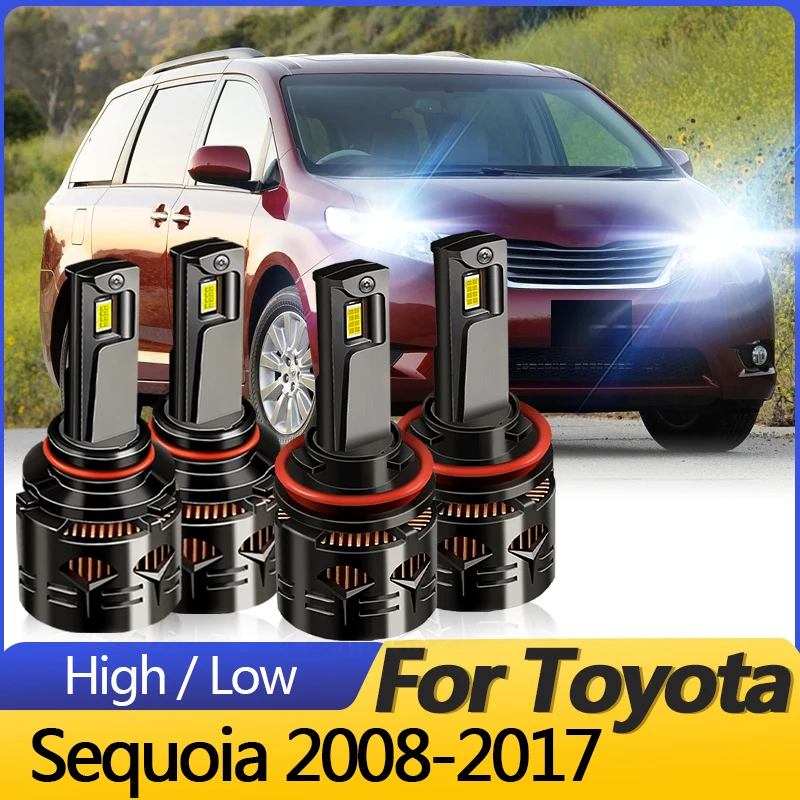 2PCS High quality White CANbus For Toyota Sequoia 2008-2017 LED Headlights 9005/HB3 High Beam H11 Low Beam Front Lamps Plug&Play