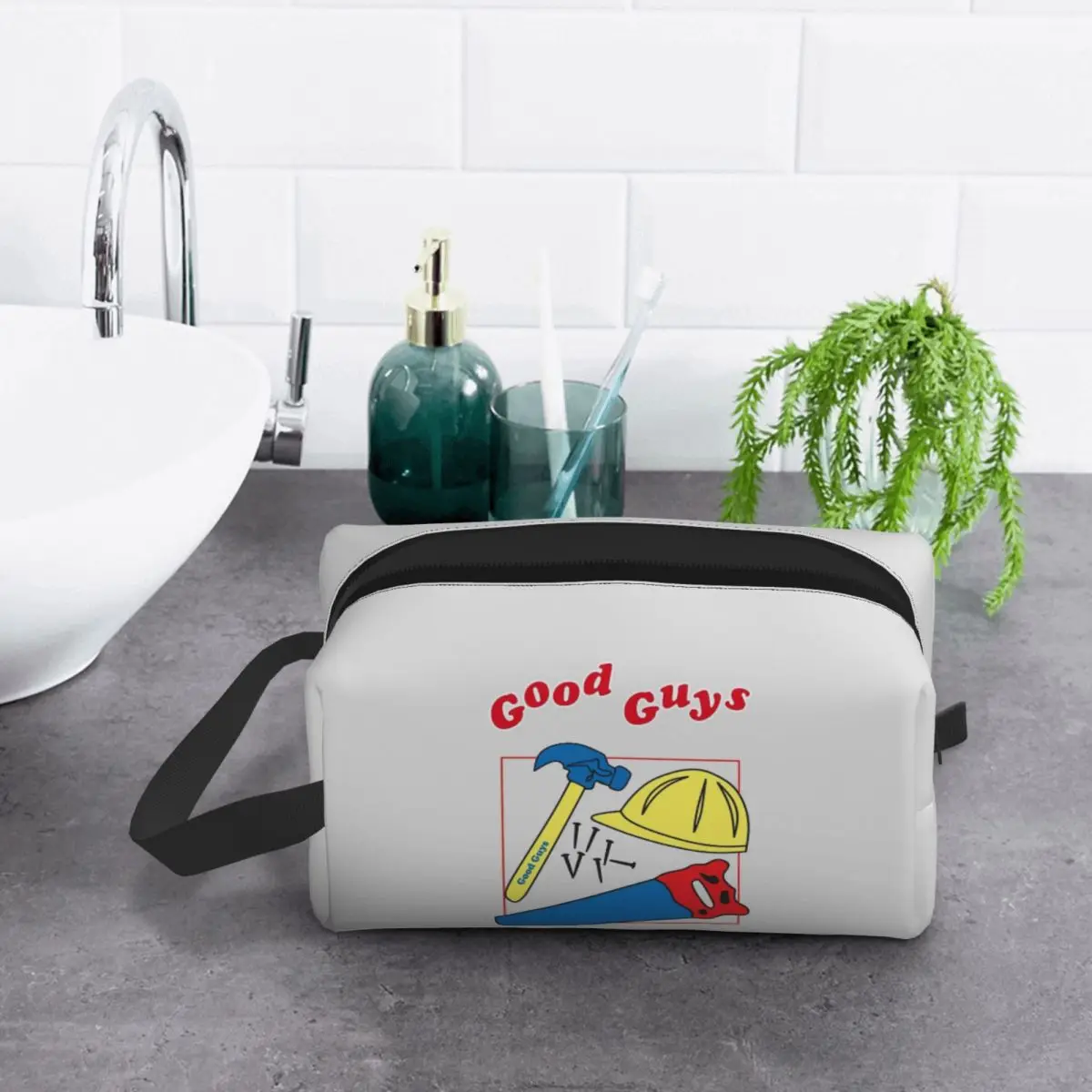 

Good Guys Child's Play Chucky - Killer Doll - Construction Makeup Bag Cosmetic Organizer Storage Dopp Kit Toiletry Cosmetic Bag