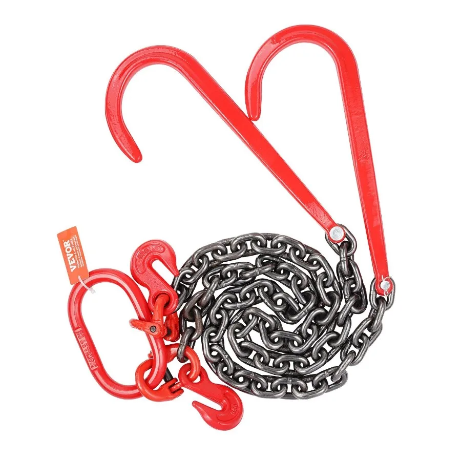 

3 8 x 3' G80 Tow Chain J Hook VChain Bridle Grab Hook Wrecker 15600 lbs