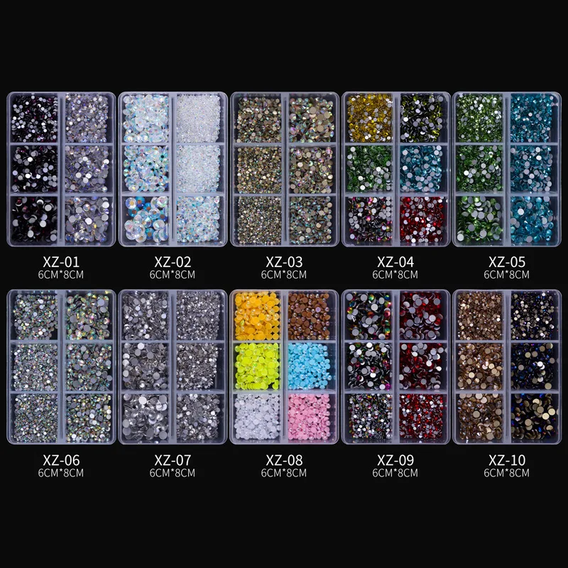 1 Box 3D Gold Silver Mixed Flat Crystal AB Rhinestone Nails Supplies For Professionals Nail Art Decoration Manicure Accesorios