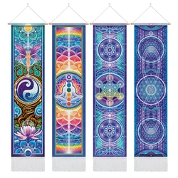 Sacred Self Tapestry Infinity Flower Wall Hanging Nature's Magic Vertical Tapestries with Tassel for Home Decor 12.8x 51.2 Inch