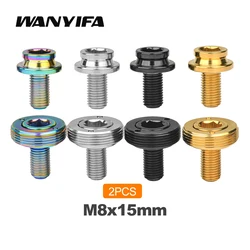 Wanyifa-Bike Bottom Bracket Eixo Crank Screw, Fixação Crank Set, Titanium Bolts, M8x15mm Square com tampa de poeira, Bicicletas Crank Nut