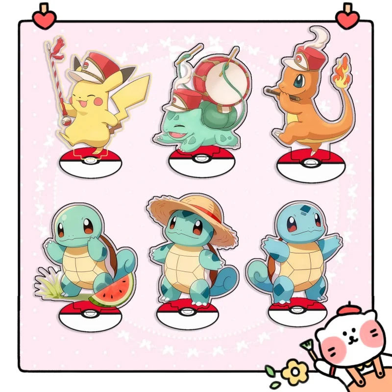 

Recycled Acrylic Standees for Pokemon Pikachu Bulbasaur Charmander Squirtle Desk Decoration Decorative Creativity Cute Gift 15cm