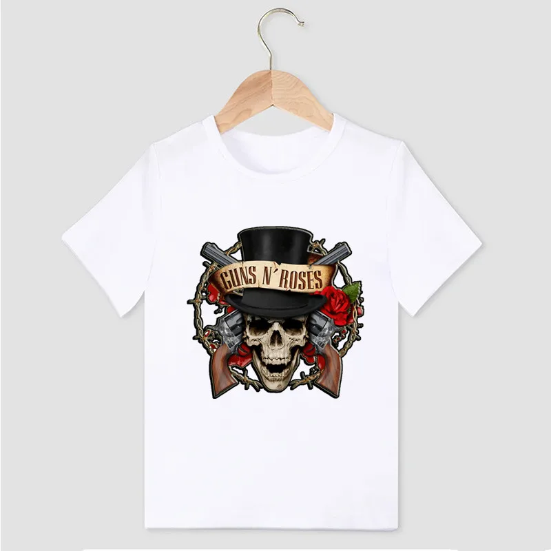 Hot Sale Kids T shirt Rock Band Gun N Roses Print Fashion T-shirt For Boys Summer Children Short Sleeve Tops Baby Girls Clothes