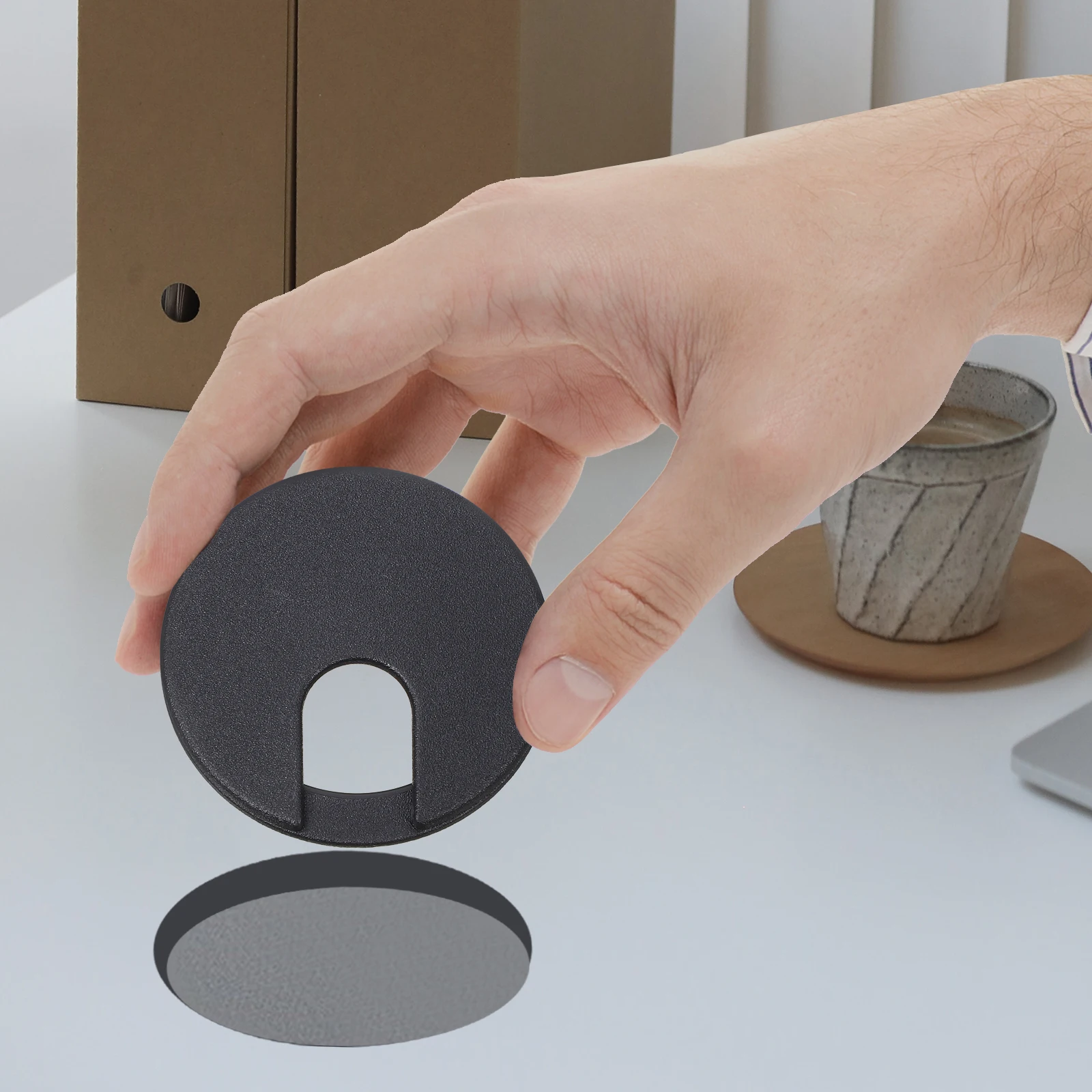 

6 pcs Desk Hole Grommets Round Cable Grommet Caps Wire Hole Covers For Office Home Abs Plastic Wire Organizer Covers Reusable