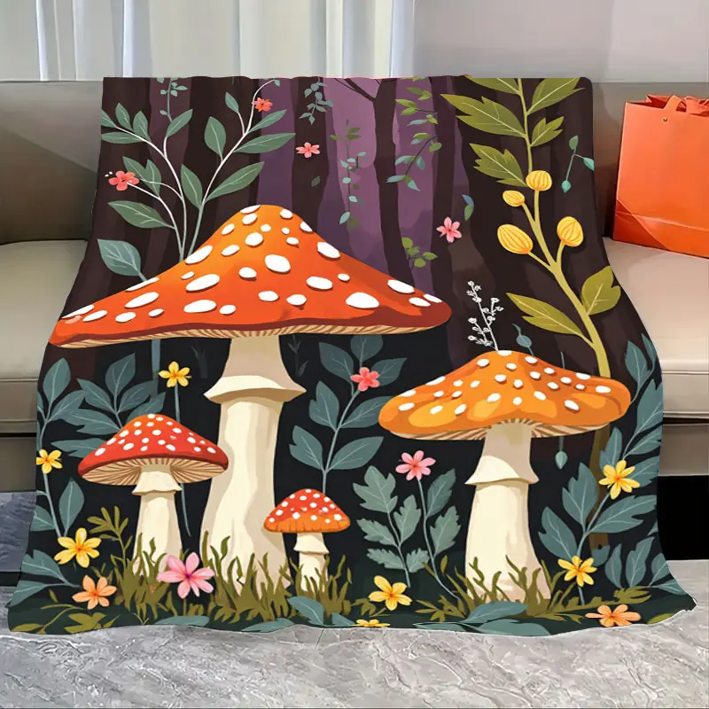 

1 шт. фланелевое одеяло с зачарованными лесными грибами - уютное одеяло с лесной сценкой