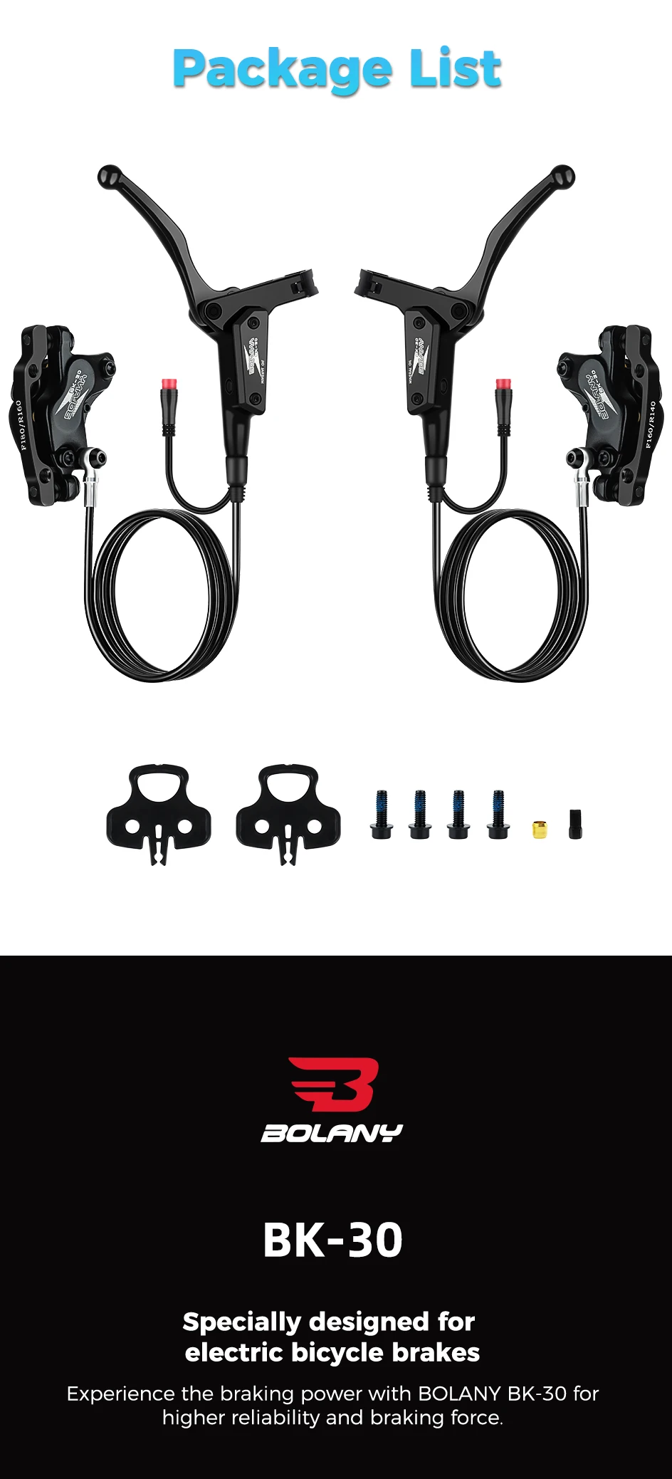 BOLANY Elektrofahrrad 4-Kolben hydraulische Bremsen MTB Scheibenbremse Stromausfall Schutz Mountainbike Bremsen für E-Bike-Teile – Detail 8