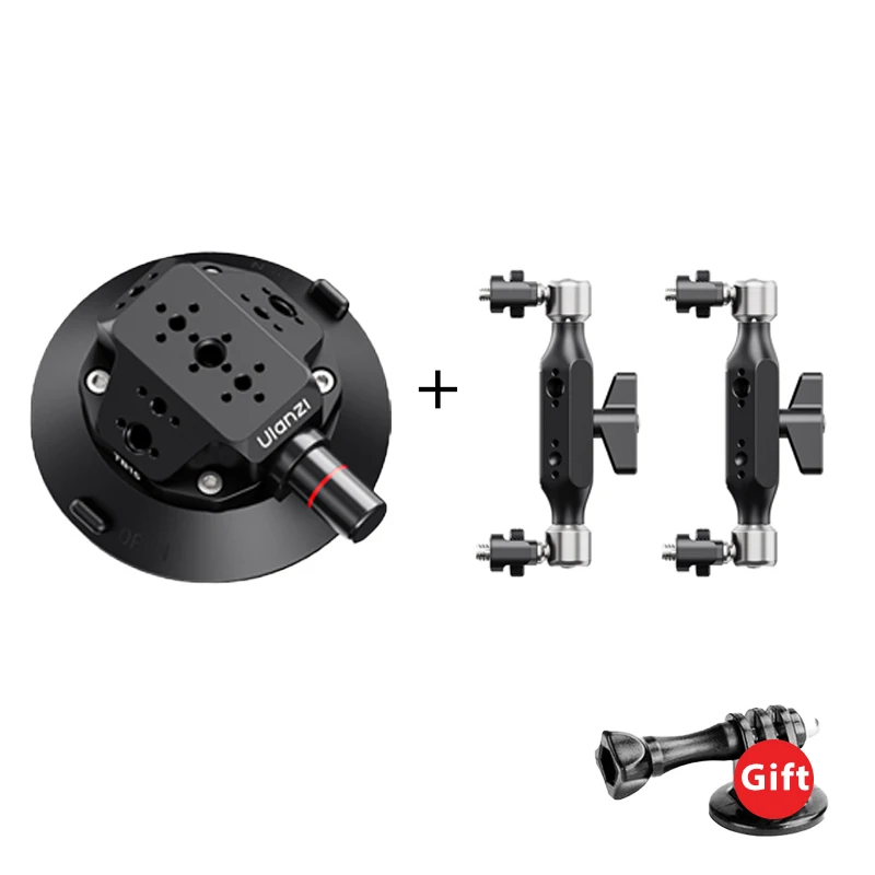 Ulanzi TB15 Camera Zuignap Autohouder Mount voor Gopro Insta 360 DJI Actie Camera Telefoon DSLR met 1/4 "3/8" 360 °   Verstelbaar