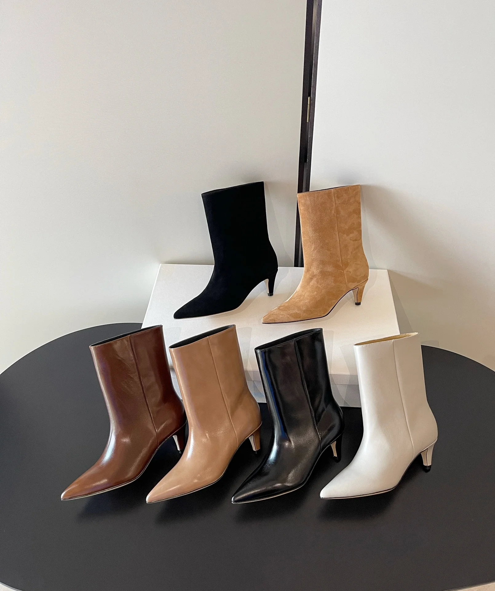 

25. зима-осень, женские замшевые сапоги до середины икры, плиссированные ботинки из натуральной кожи на низком тонком каблуке