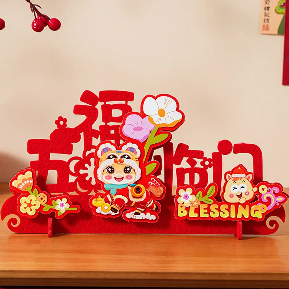 

Cartoon New Year Hanging Ornaments Traditional Non-woven Lucky Character Wall Hanging Flocking Handmade