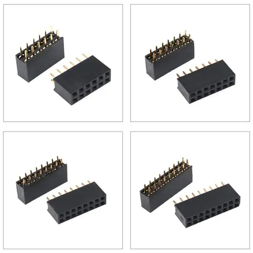 2.54mm Female Pin Header Dual Row DIP Connector Kit 2/3/4/5/6/7/8/9/10/12Pin Straight Header Pin  (Female-Pin-Dual)