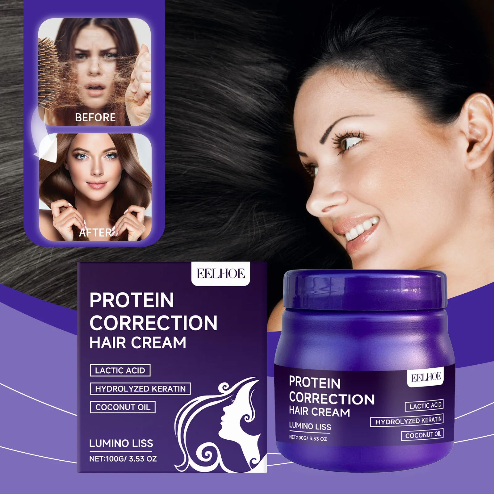 Protein Hair Straightening Cream Moisturizing Nourishing Anti-frizz Smoothing Hair Conditioning Repair Hair Free Straightening