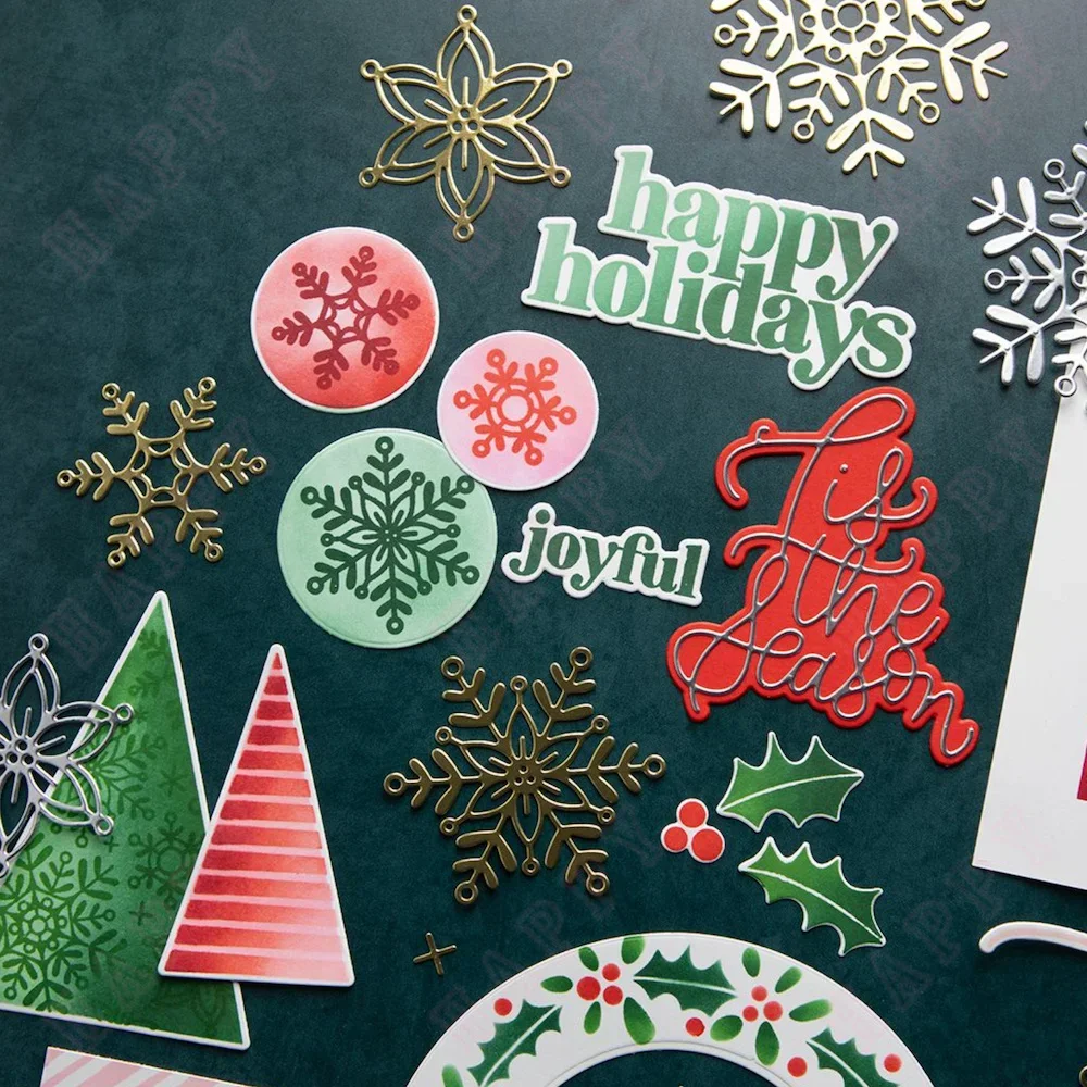 New Christmas Tree and Snowflake Die Decorations Metal Cutting Dies Stamps Stencil for Scrapbooking Embossing Template DIY Card