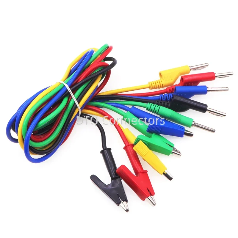 Double headed crocodile clamp wire banana plug to crocodile clamp wire power test wire connection wire color 2 wire 4 clip