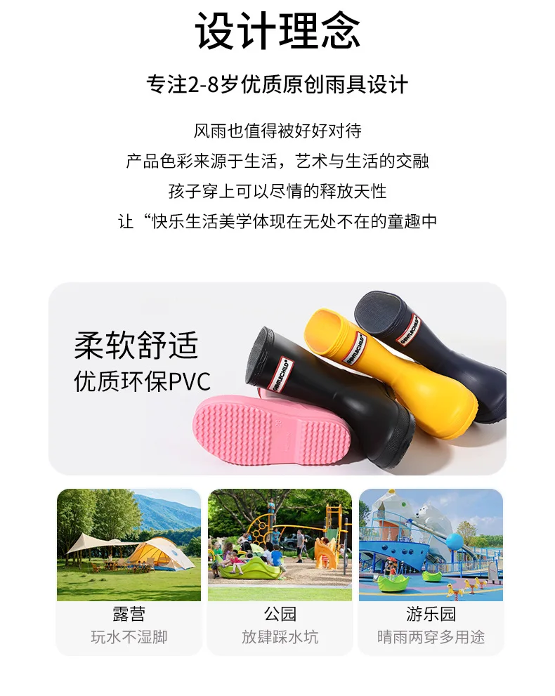 Kinder-Regenstiefel, mittelhohe Stiefel, Gummisohlen, für Jungen und Mädchen, rutschfest, wasserdicht, Freizeit-Gartenschuhe, für Babys, zum Spielen im Freien und im Wasser. – Detail 3