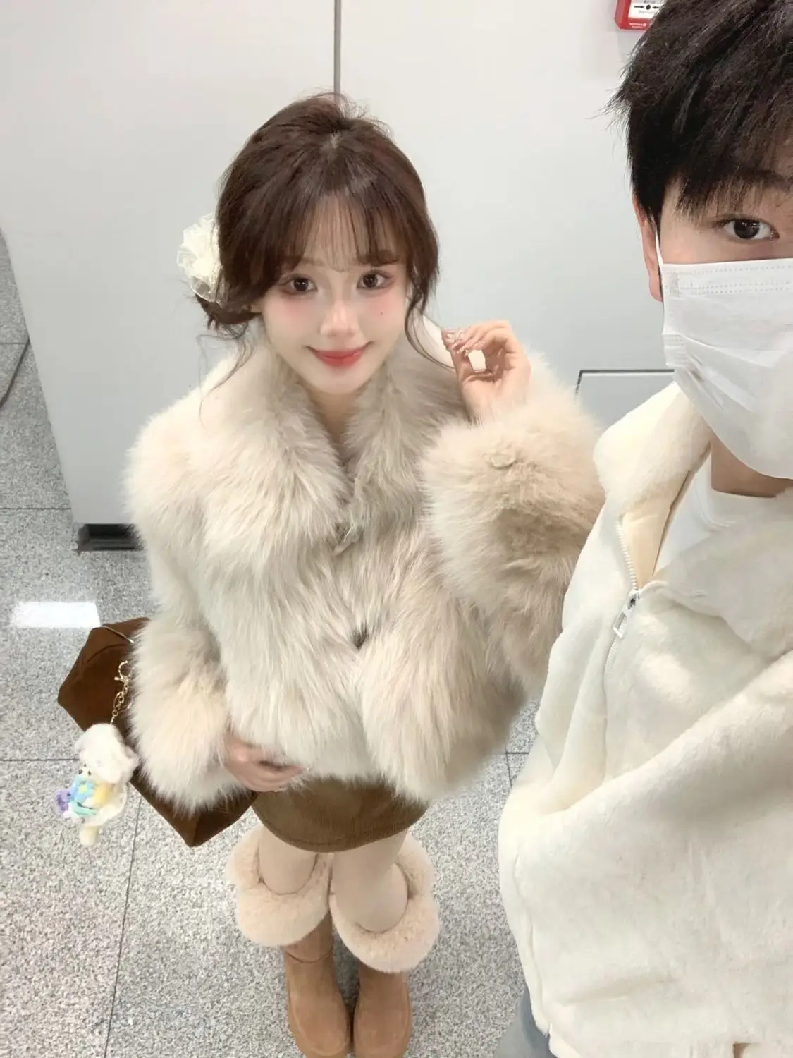 Grüne Mäntel aus Kunstpelz für Damen, hüftlang, normal, Karneval, Tochter, Thermo-Thermo-Polka-Dots-Ärmel, Baumwolle, gepolsterte Wraps, rein, Niche Clean