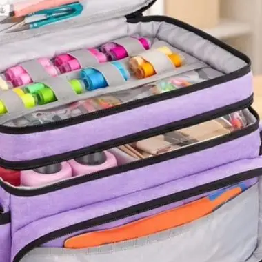 Double Layer Sewing Case with Two Removable Dividers for Threads Needles Scissors and Small Craft Items Storage