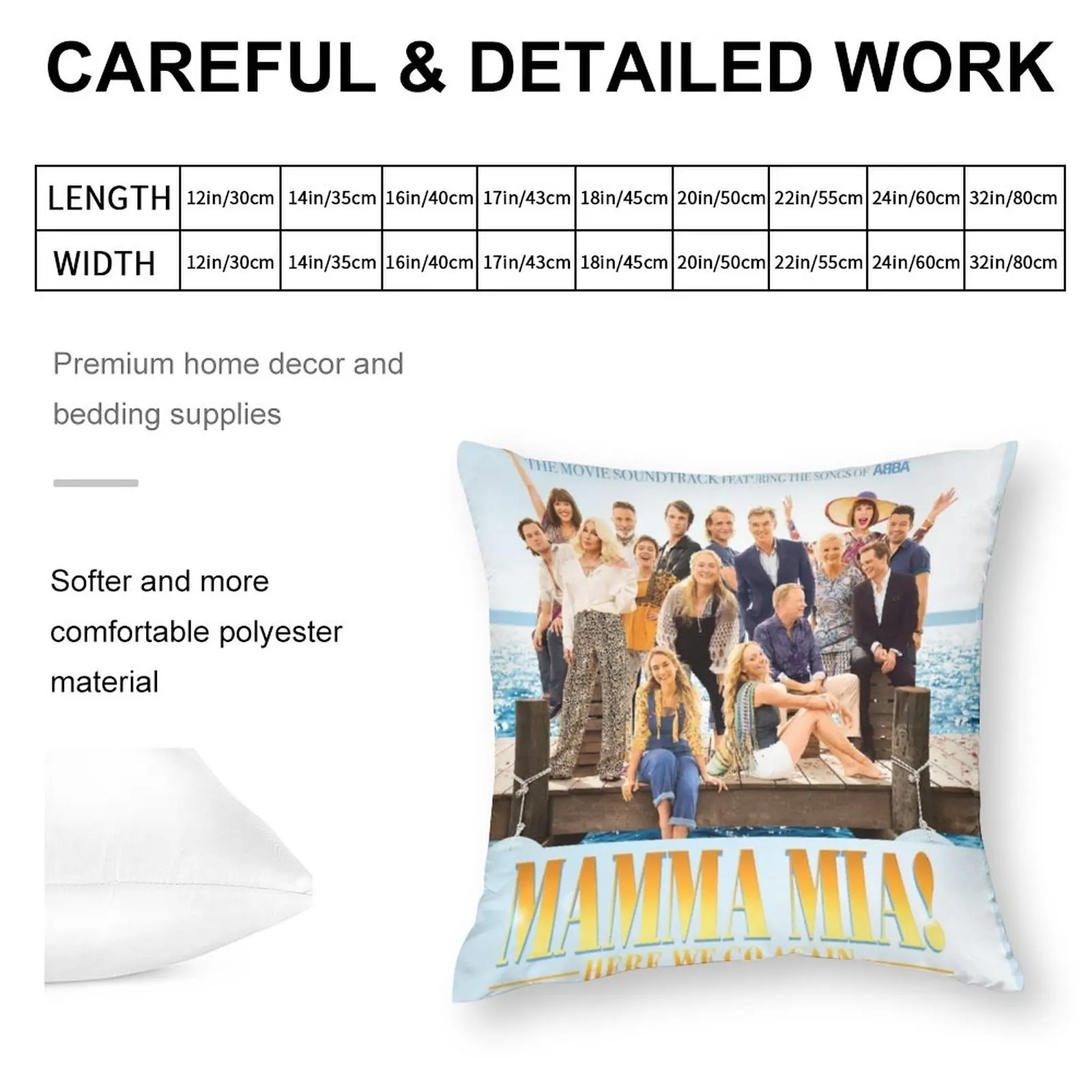 Mamma Mia Pillow Case Meryl Streep Amanda Sefried Colin Firth Summer Modern Pillowcase Polyester Hugging Zipper Cover