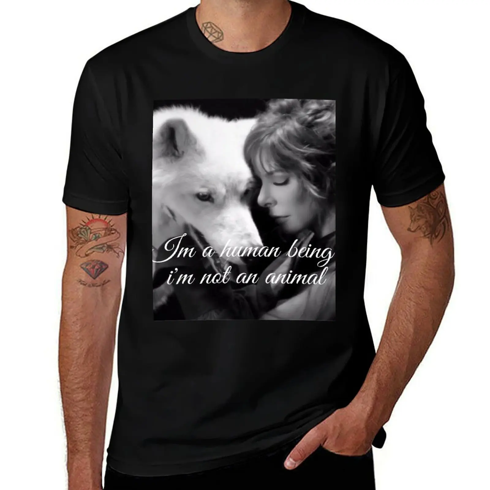 Myléne farmer ,Im a human being i'm not an animal T-Shirt Plus Size Loose Short Sleeve Top T-Shirt