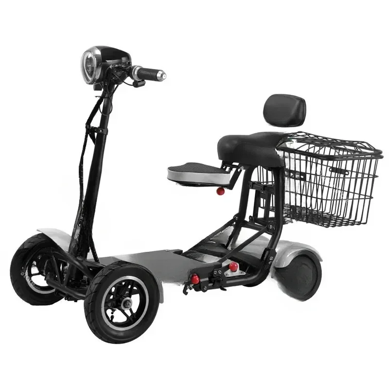 Foldable Four Wheel Electric Scooter for Old People Seniors Travel Folding Mobility Scooter 4 Wheels 250W Dual Motor