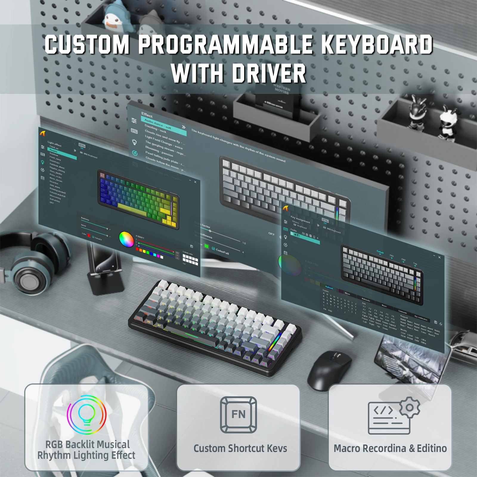 คีย์บอร์ดไร้สาย ATTACK SHARK M - Gaming Keyboard Mouse And Headset Combo บทวิจารณ์และราคา