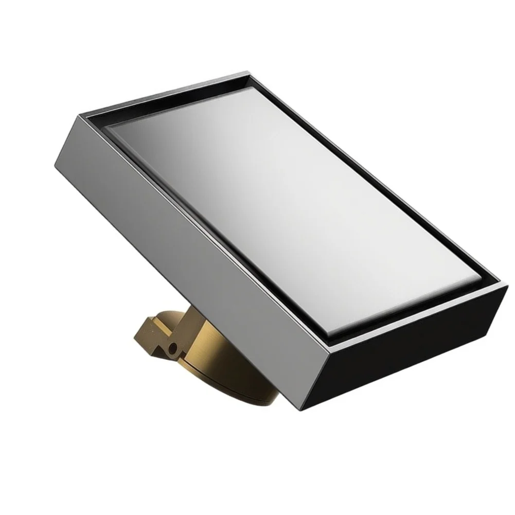 Modern Stainless Steel Floor Drain Square 10x10cm for Shower Bathroom Kitchen Wet with Hair Strainer Brushed Nickel