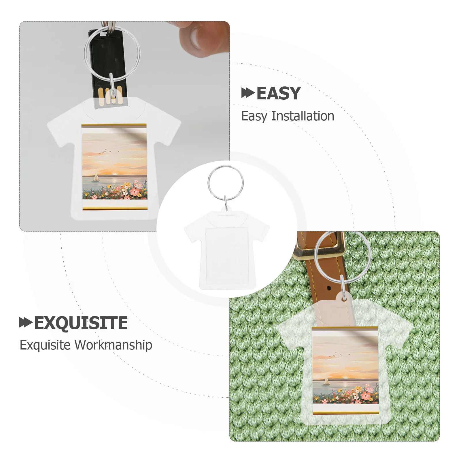 

100Pcs Acrylic Blank Picture Frame Key Chains Photo Holders Custom DIY Clear Keychains Picture Keychain Photo Keychain