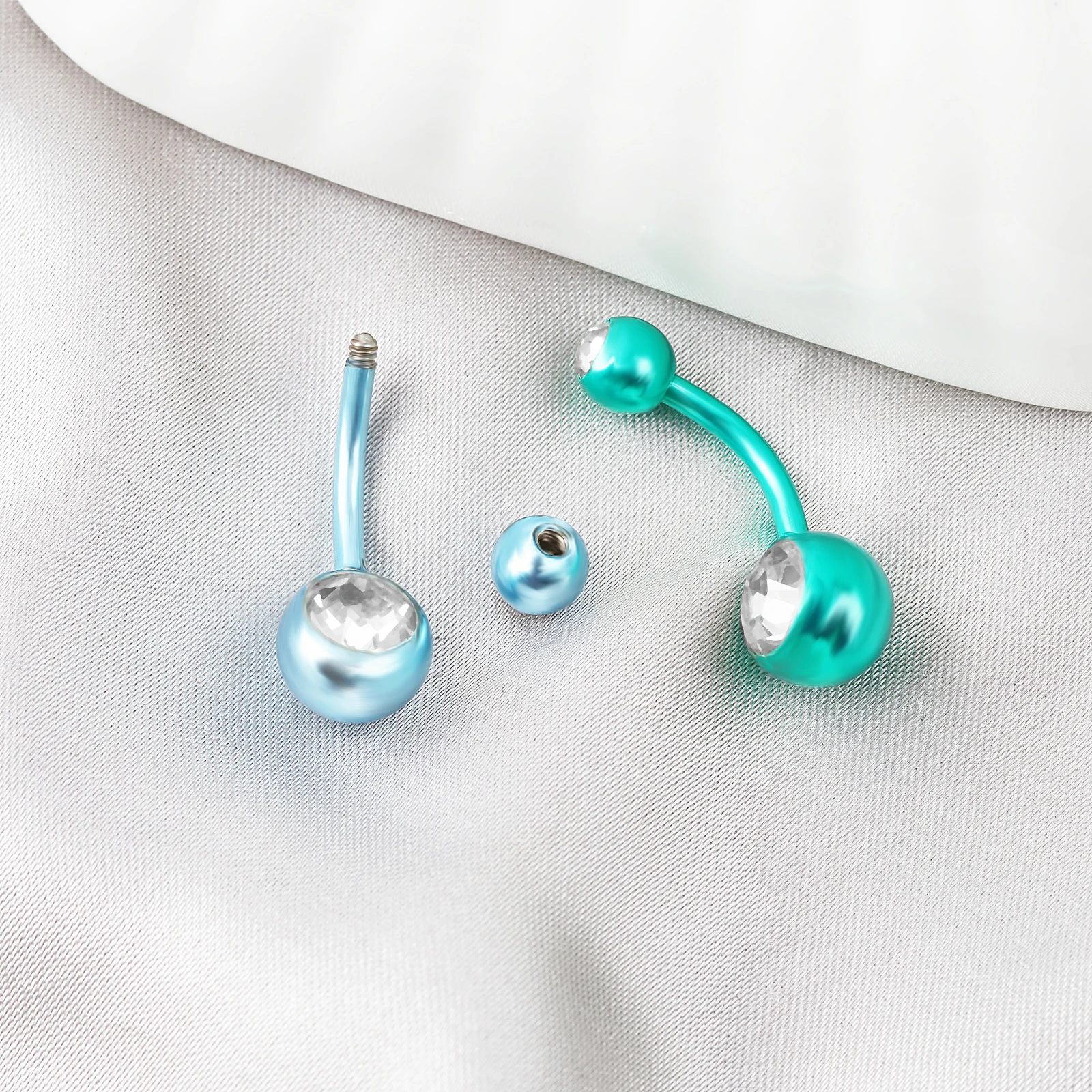 1pc Fashionable Colored Bellybutton Piercing Smooth Steel Ball Stainless Steel Belly Nail Punk Body Piercing Woman‘s Jewelry