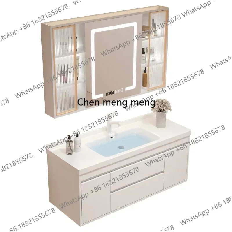 RR Nordic Bathroom Vanity Cabinet With Ceramic Sink Combination Set Modern Floor Cabinet Washstand Stone Slab One Basin Hand Was