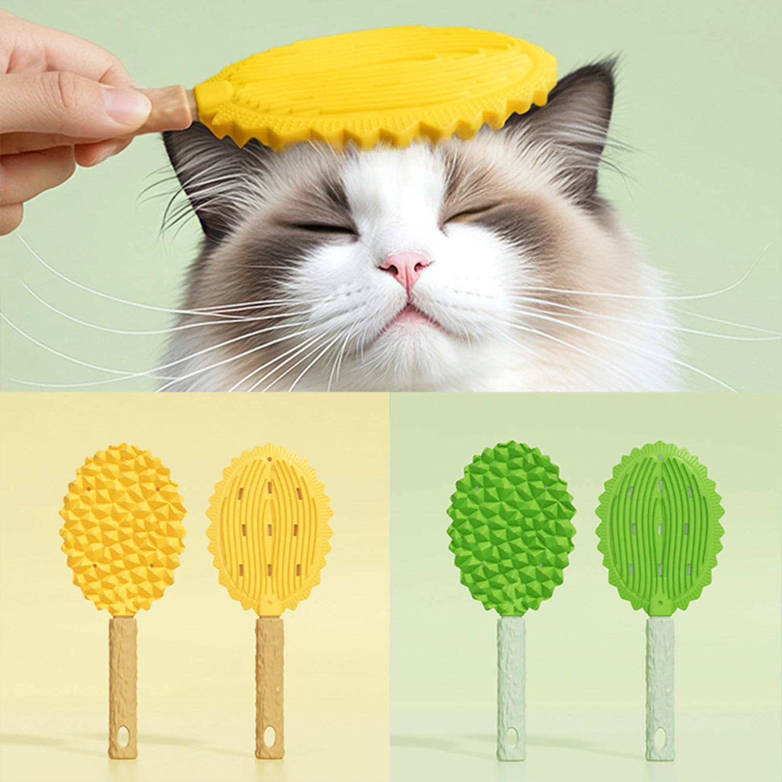 

Массажная щетка для ухода за кошками в стиле дуриана, щетка для кошек дуриана, эргономичная нескользящая ручка, мягкая массажная расческа