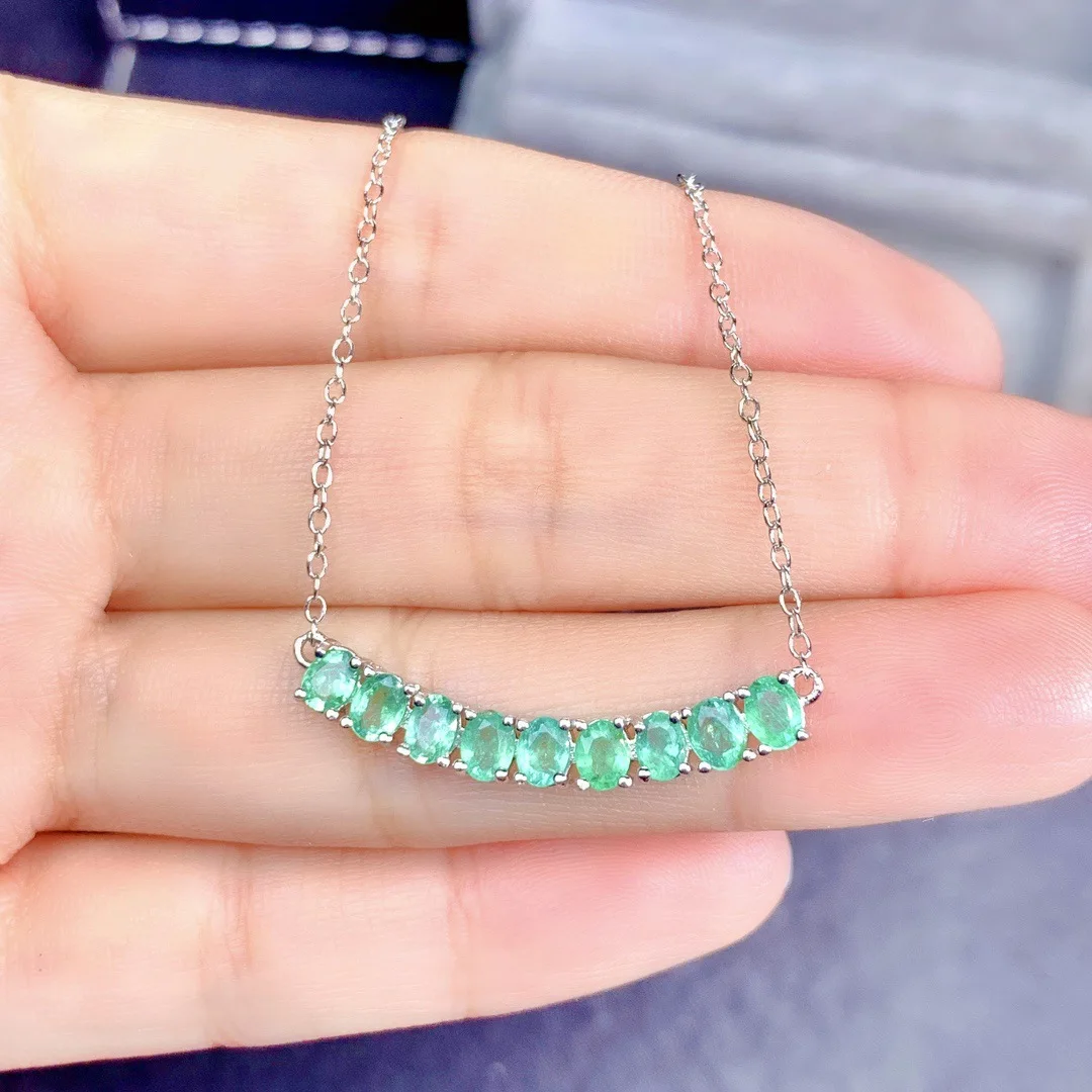 

Ожерелье с натуральным изумрудом, кулон, цепочка на ключицы, стерлинговое серебро S925, 3*4 мм, сертификат для переноски, красиво упакованный