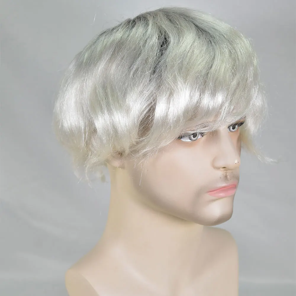 

Парик для мужчин, 100% европейские человеческие волосы, свободный стиль из искусственной кожи, 10 x 8 дюймов, цвет омбре 1BT60R, мужские парики