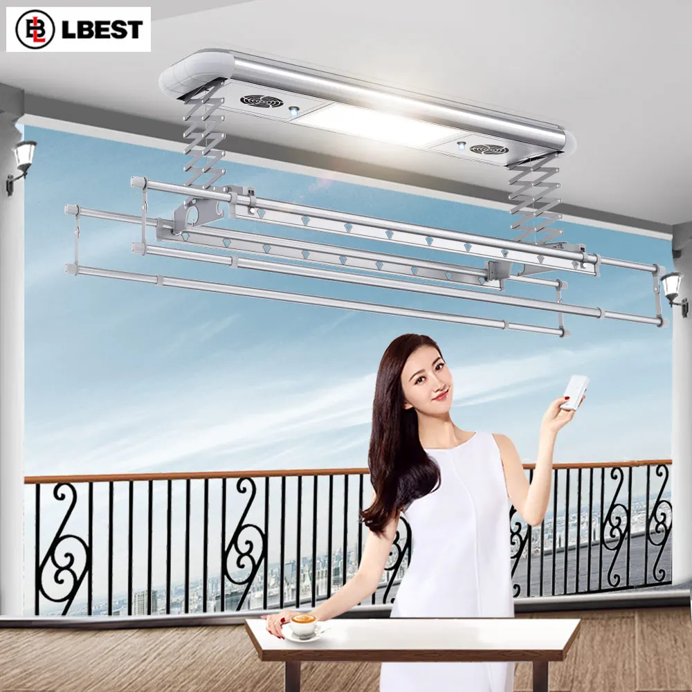 Smart Electric Ceiling Mounted Lifting Clothes Hanger Laundry Rack Wall Mount Electric Clothes Dryer