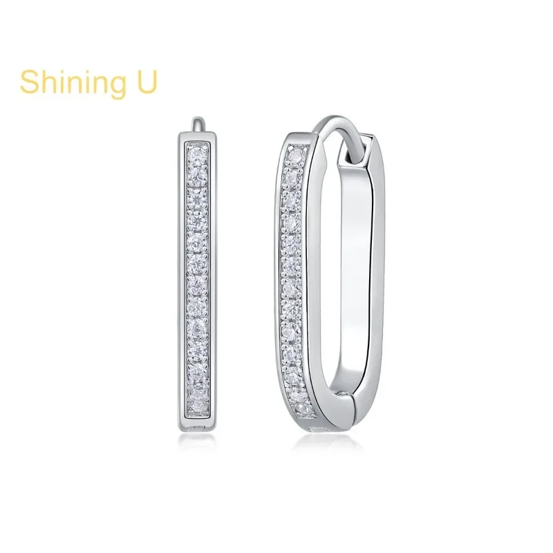 

Shining U S925 Silver D Color Moissanite Hoop Earrings for Women Fine Jewelry Gift