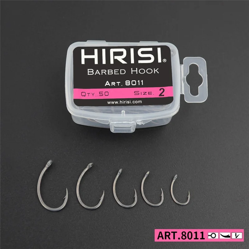 TOP Hirisi 100Pcs Coating High Carbon Stainless Steel Barbed Hooks Carp Fishing Hooks Pack with 8011 6