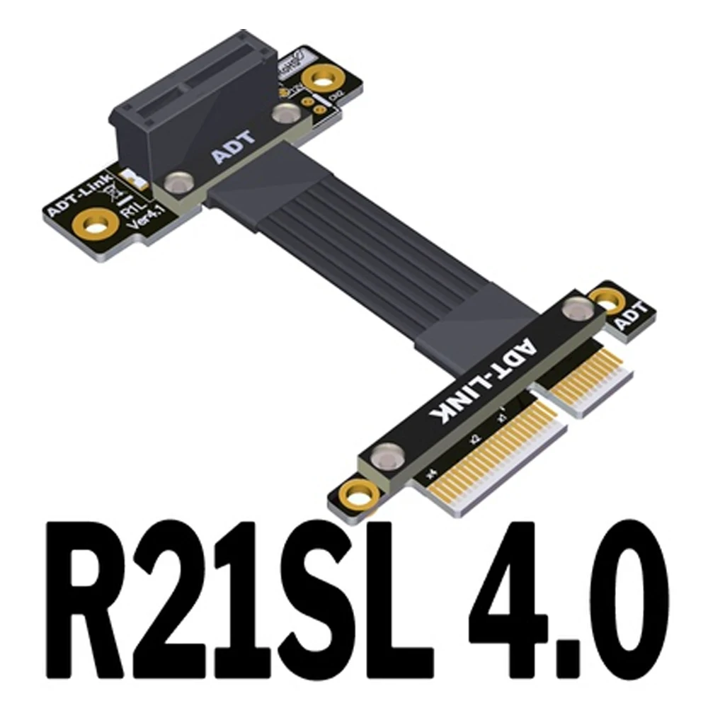 Cable de extensión de cinta profesional PCIe 4,0x1 A x4 hembra a macho, PCI E 1x a 4x, tarjeta elevadora, extensor de GPU Vertical de 90 grados