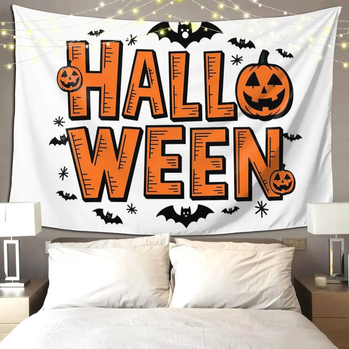 Halloween Haunted Mansion,Full Moon,and Eerie Bats Tapestry Funny Wall Hanging Aesthetic Home Tapestries Living Room Dorm Room