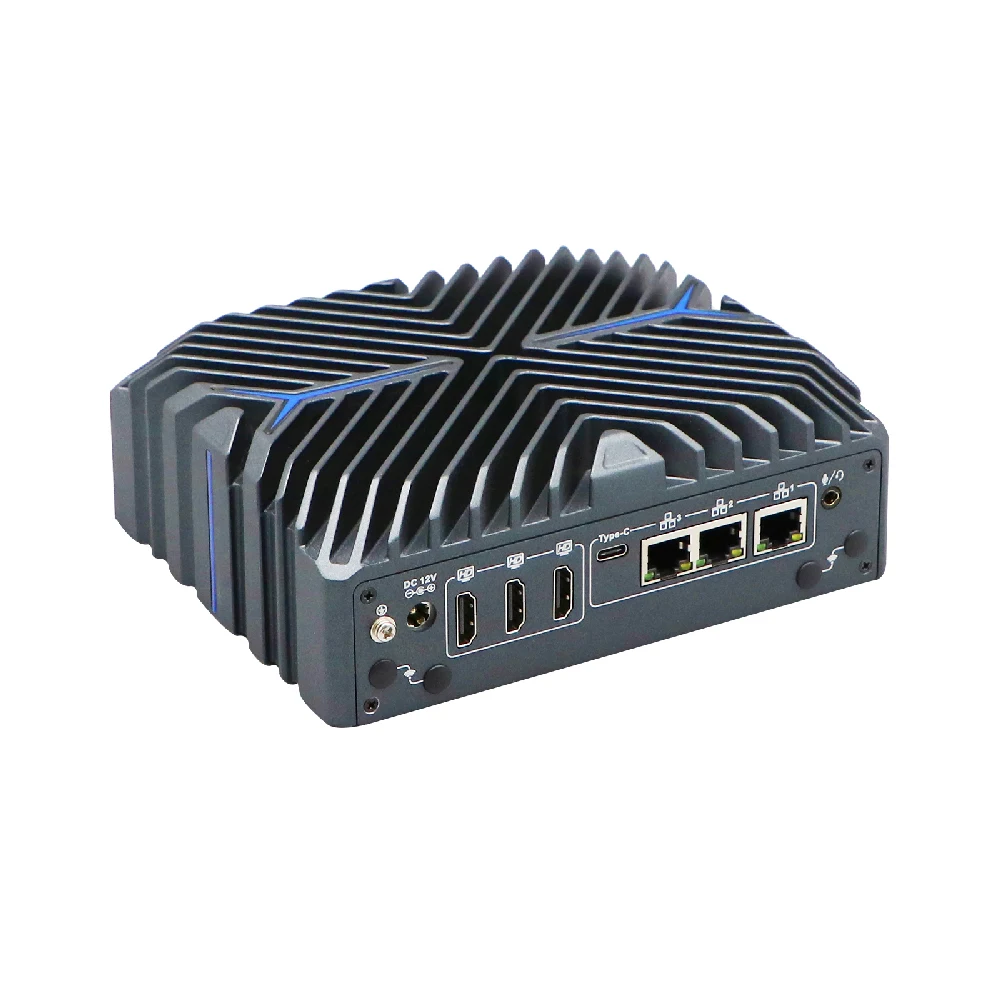 HUNSN Micro Firewall-apparaat, mini-pc, pFsense, Mikrotik, Intel Ultra 5 125U, RX20, OPNsense, VPN, router-pc, 3LAN, 3HDMI, AI Boost NPU