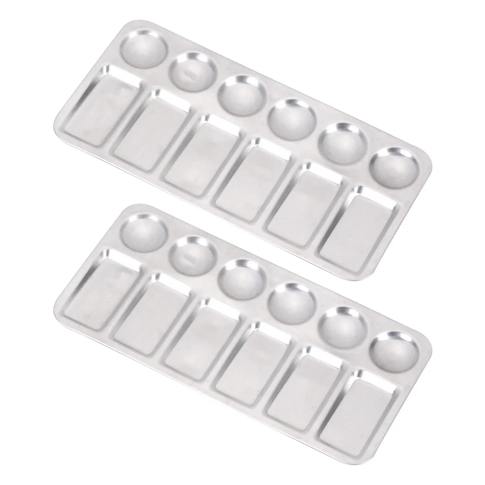 

2 Pcs Palette Easy to Clean Paint Tray Painting Pigment Holder Pallet Board Trays Aluminum Colour Mixing Student