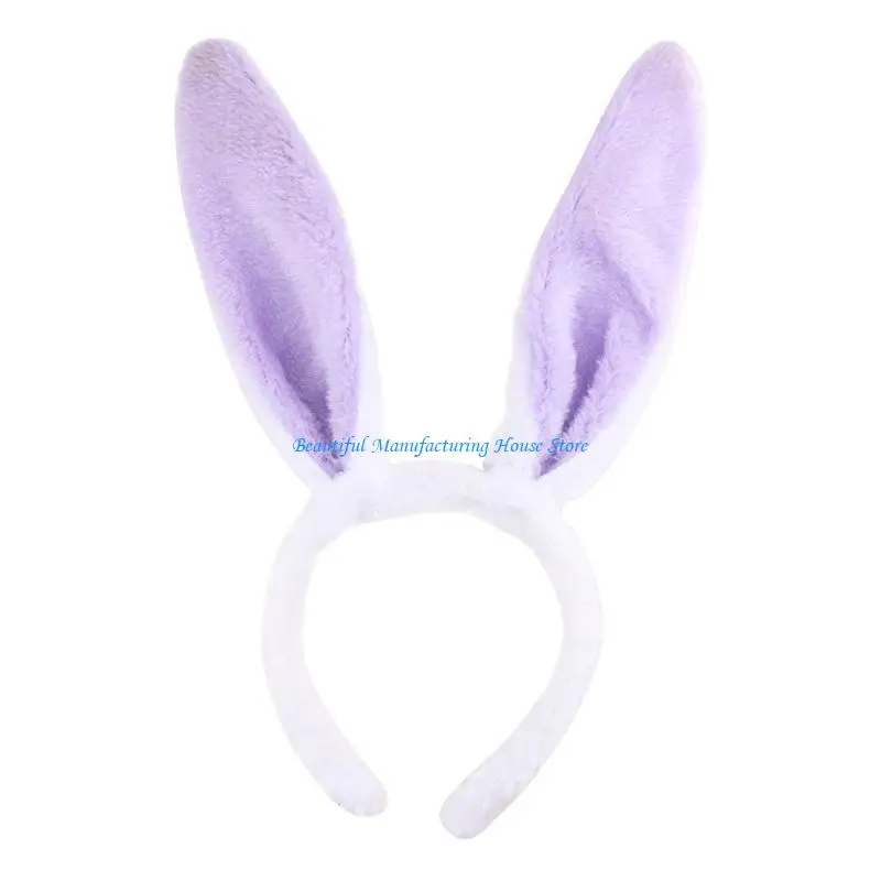 

E56A Easter Plush Bunny Ears Headband Cartoon Animal Headdress Birthday Party