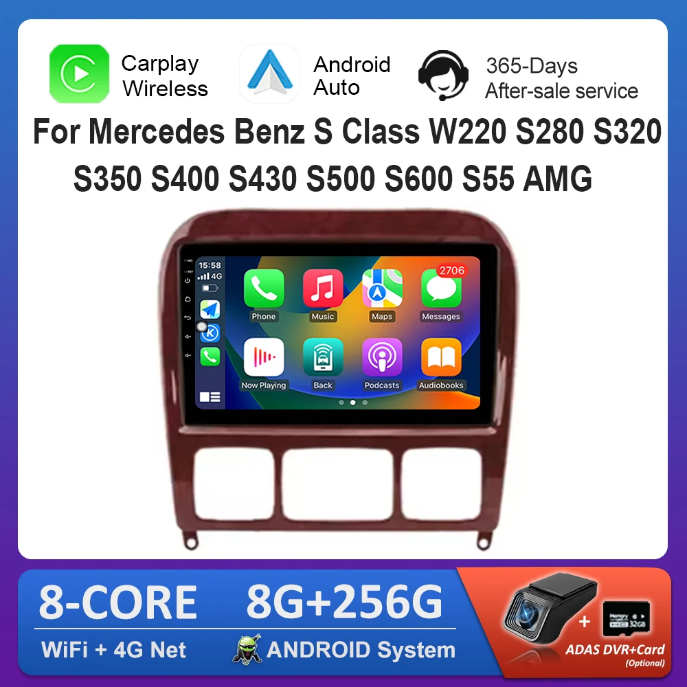 for Mercedes Benz S Class W220 S280 S320 S350 S400 S430 S500 S600 S55 AMG Car Video Multimedia Player WiFi Android GPS Carplay