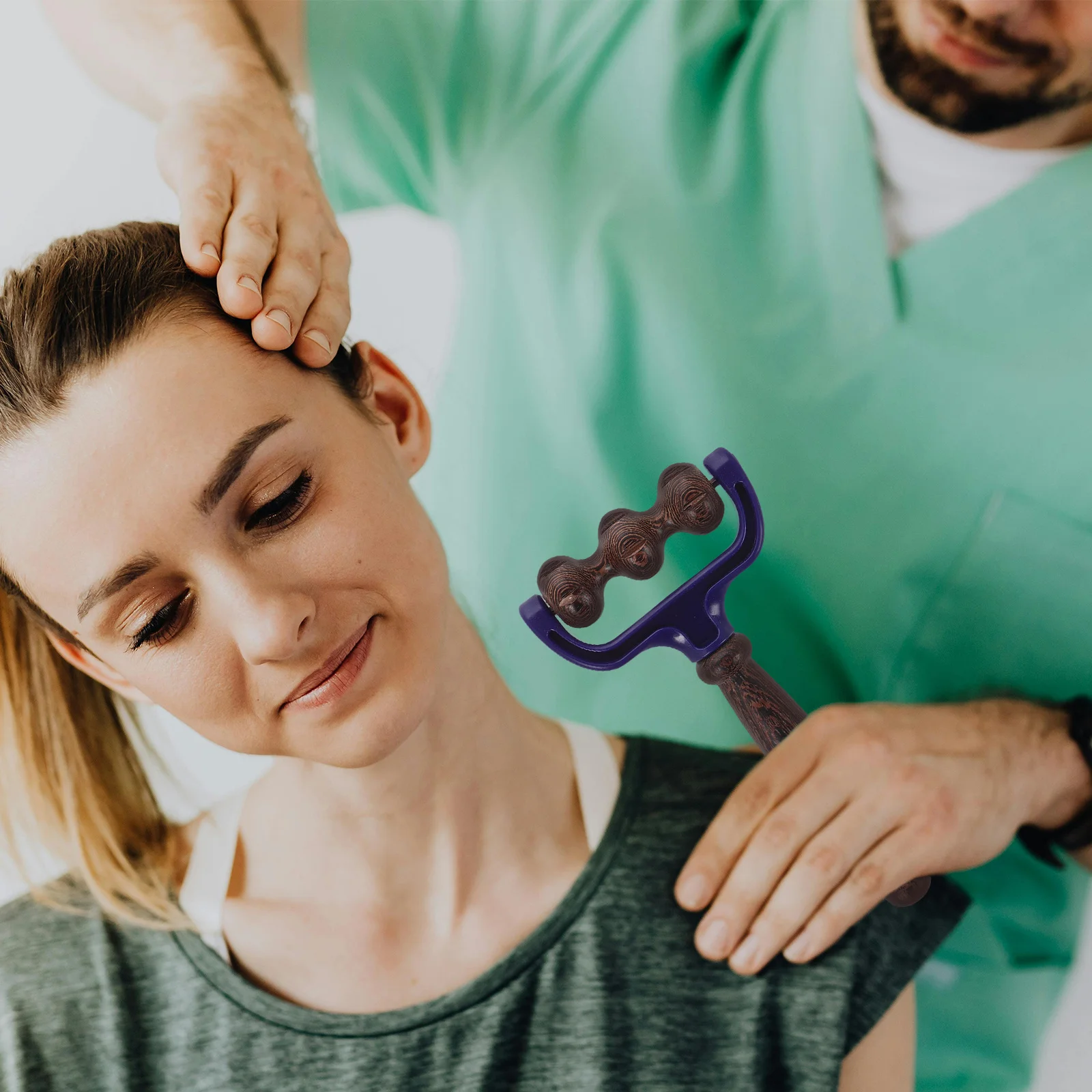 

Wooden Massage Roller Handheld Deep Tissue Muscle Reliever Back Neck Leg Massager Solid Wood Ergonomic Design Fatigue