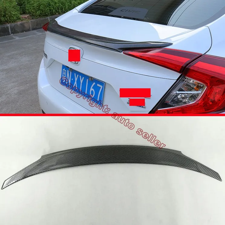 

For Honda Civic 2016 2017 Carbon fiber Style Rear Spoiler wing Car Accessories Stickers