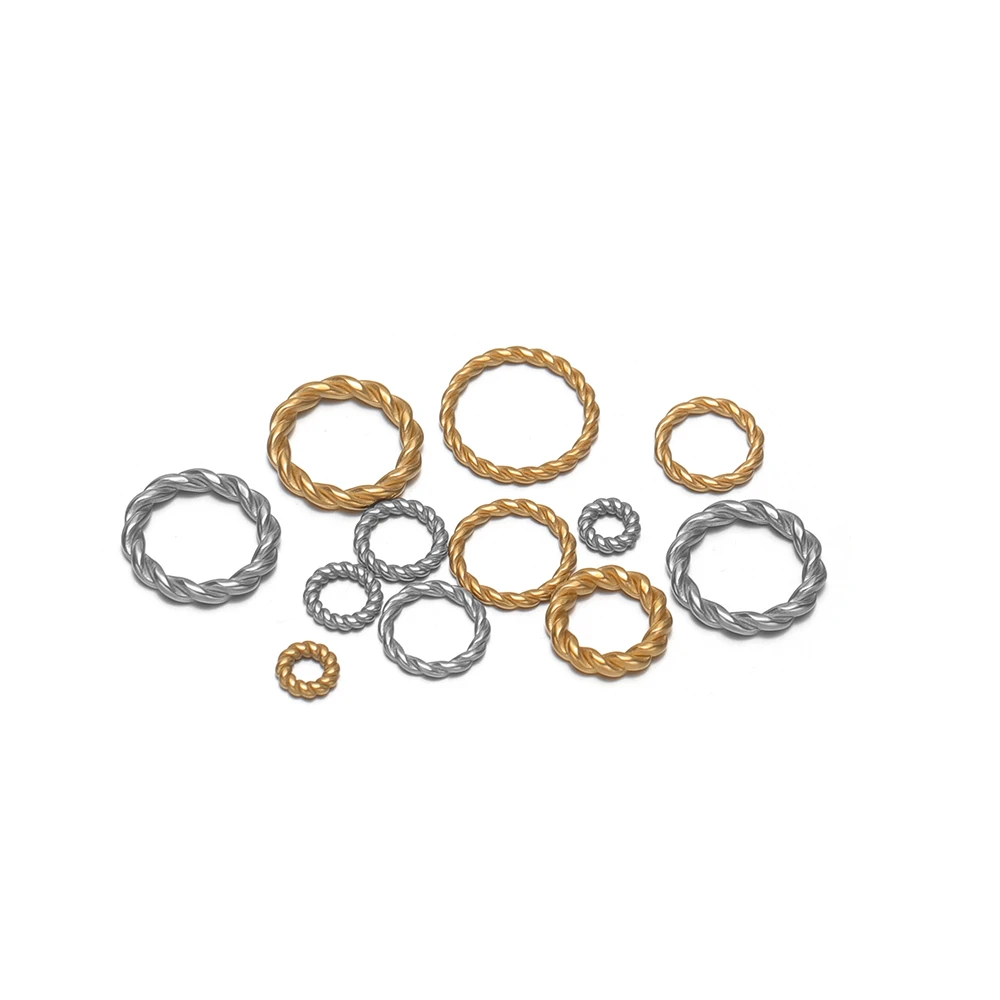 20-50pcs 18K Gold Stainless Steel Twist Rope Circle Connectors Closed Jump Rings DIY Necklace Jewelry Findings Earrings Making gallery 4