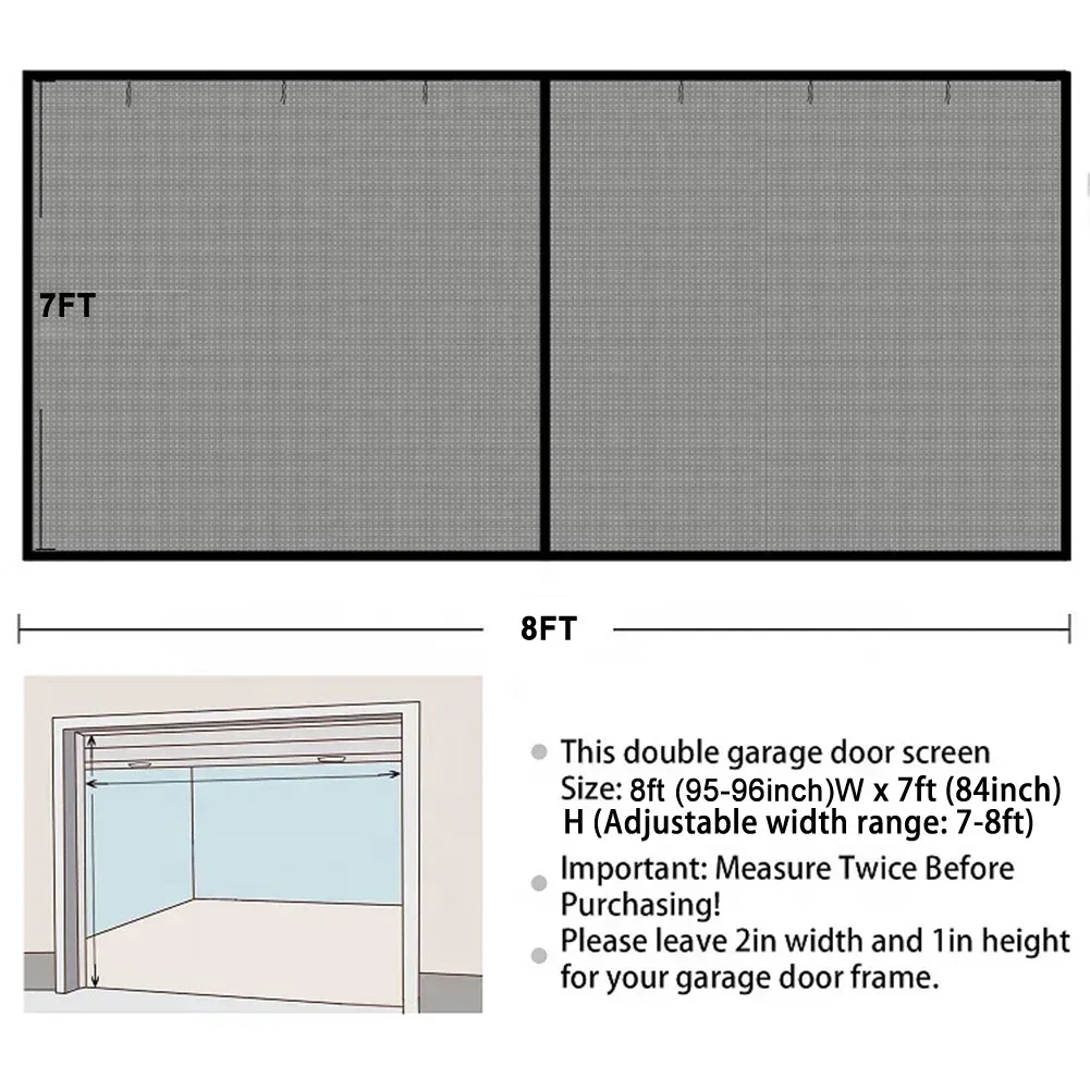 

Black Easy Installation Screen Easy Installation Hands-Free Entry Screen Perfect Fit For Garage Doors Fiberglass Material