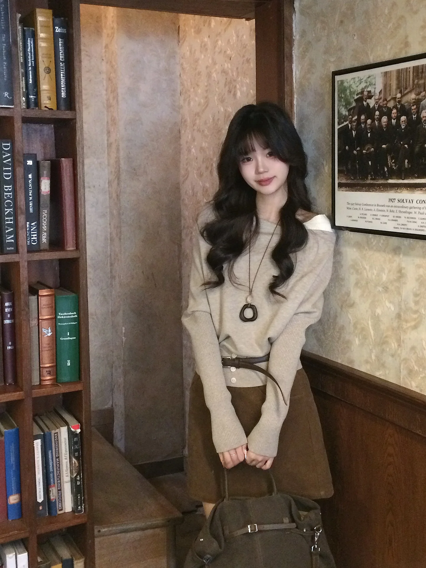 

Женский вязаный свитер Ele Lazy Shoulder свободного кроя с длинными рукавами, удобный, дышащий, модный дизайн