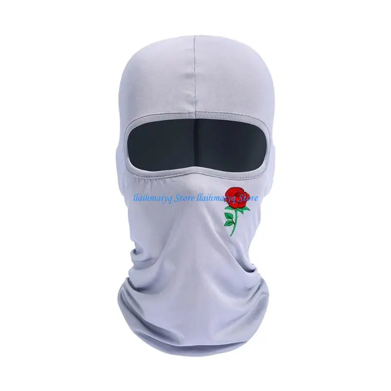 

573B Stylish Rose Patterned Ski Mask Breathable Sun Protective Headwear For Cold Weather And Sports