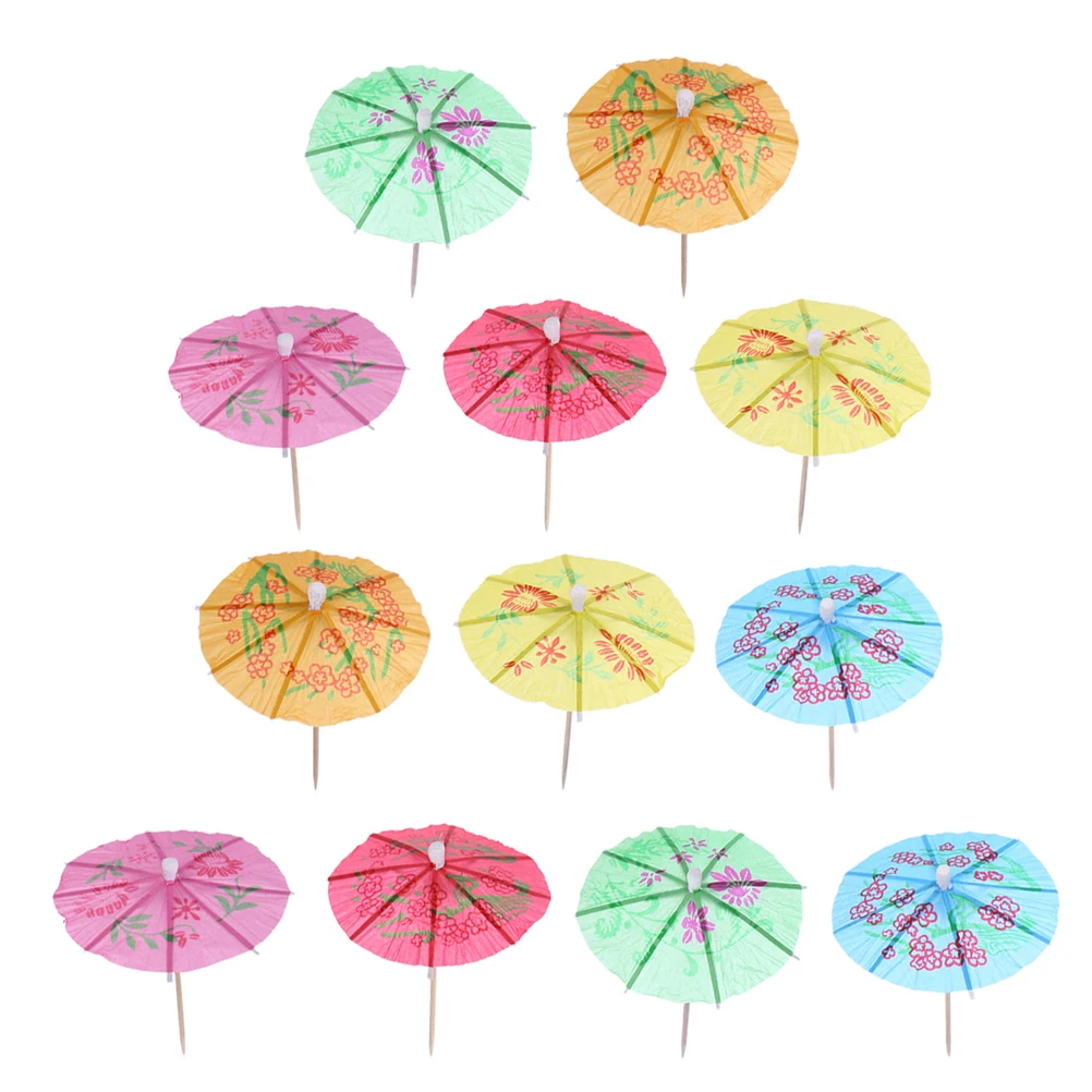 

288 Pcs Cocktail Picks Party Supplies Mini Paper Umbrella Wood for Luau Decor Cake Ornament Eco Friendly