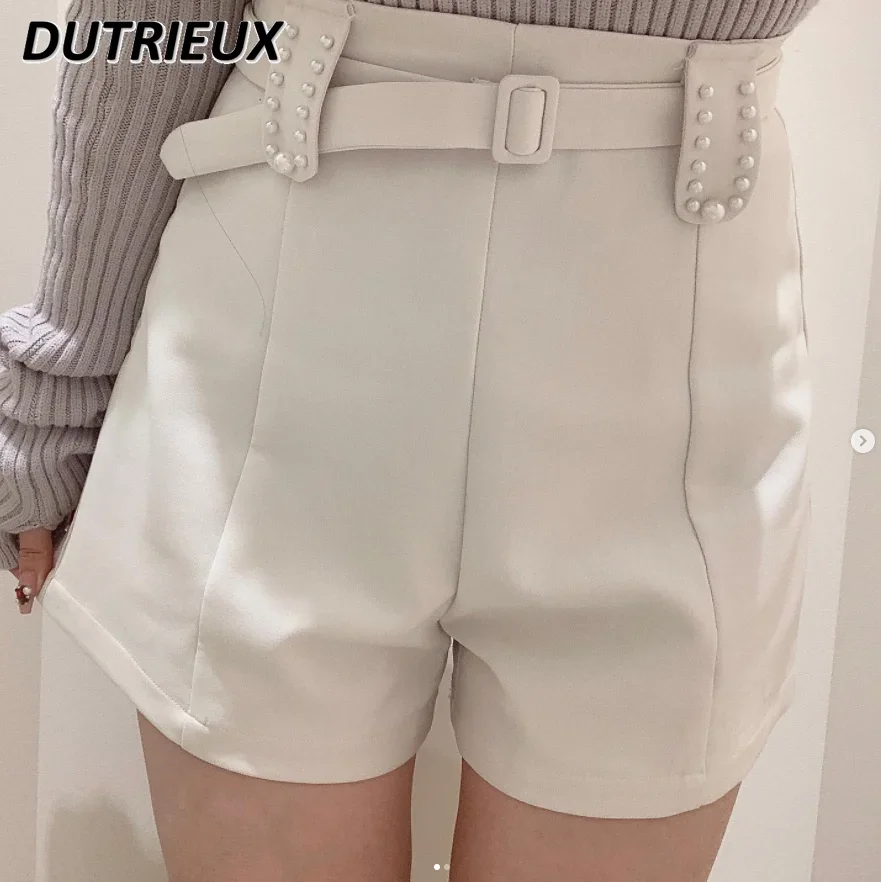 Short taille haute de style japonais pour femme, pantalon court polyvalent, pantalon à jambes larges, short décontracté pour femme, mode estivale, document solide