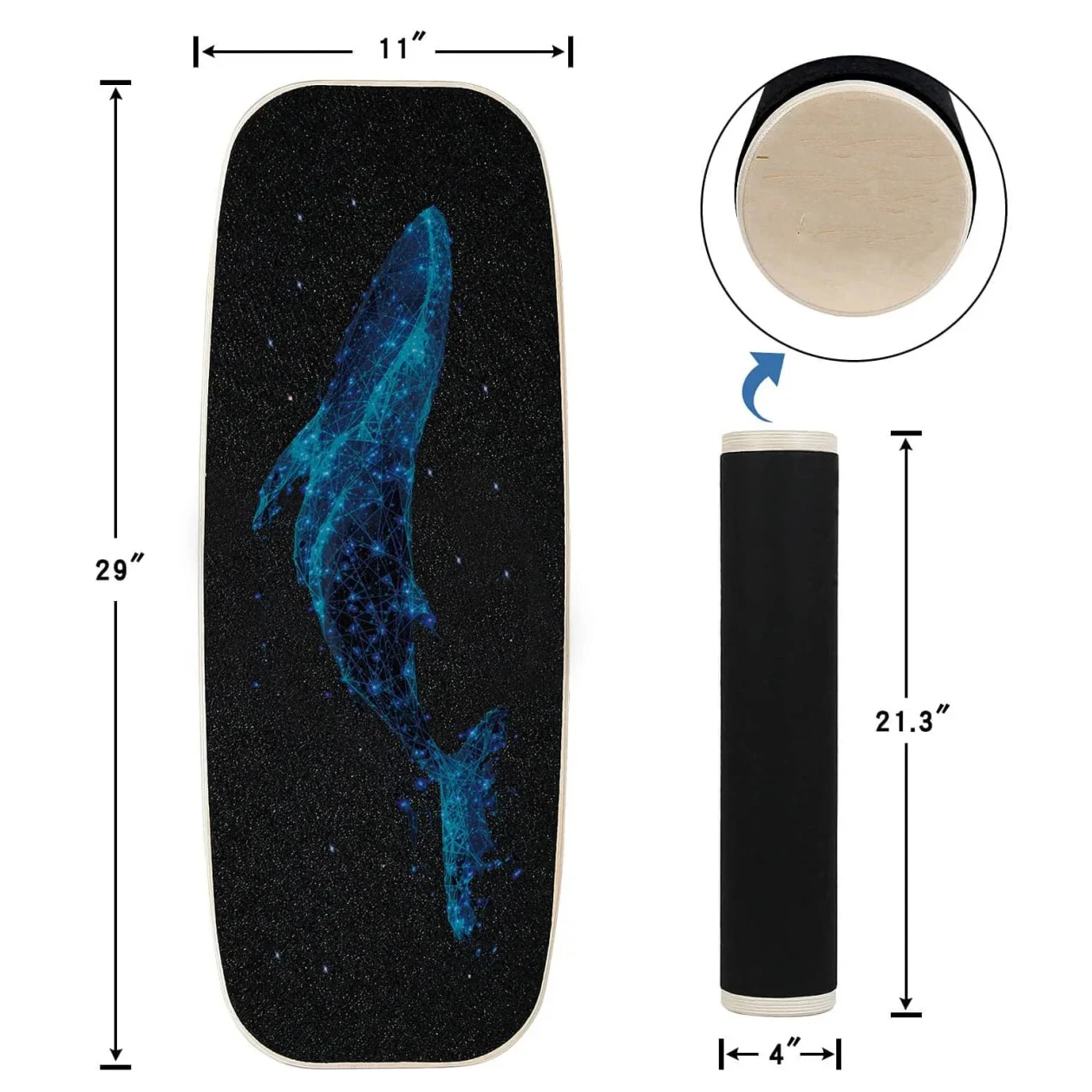 لوح توازن اللياقة البدنية المشهور للتمارين الرياضية، لوح هزاز خشبي للتوازن الأساسي ورياضات ركوب الأمواج #3